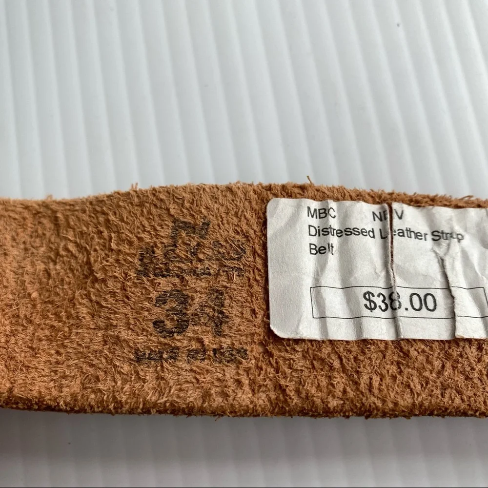 Western Genuine Distressed Leather Navajo Belt Brown Size 34 - Picture 6 of 6